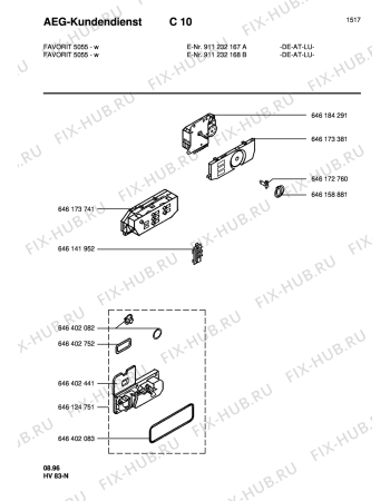Схема №1 FAV5050 I D с изображением Ручка регулировки (кнопка) для посудомойки Aeg 8996461737414